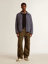Men's blue jacket denim cotton with distressed treatment