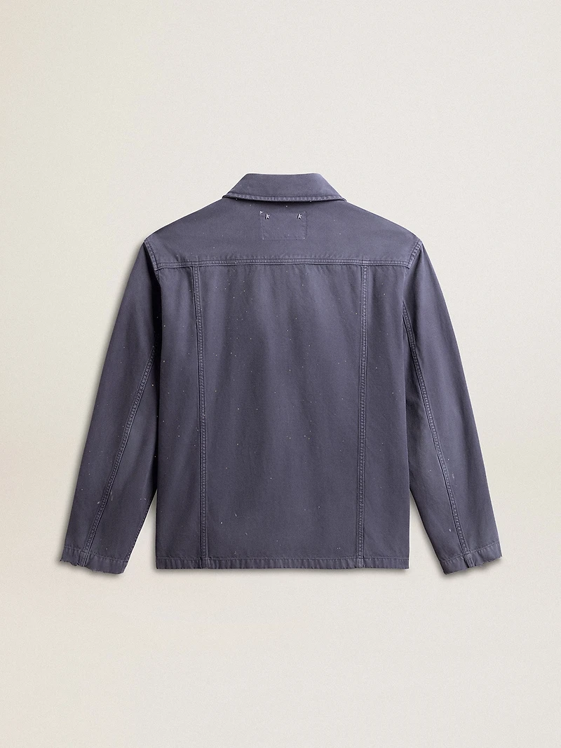 Men's blue jacket denim cotton with distressed treatment