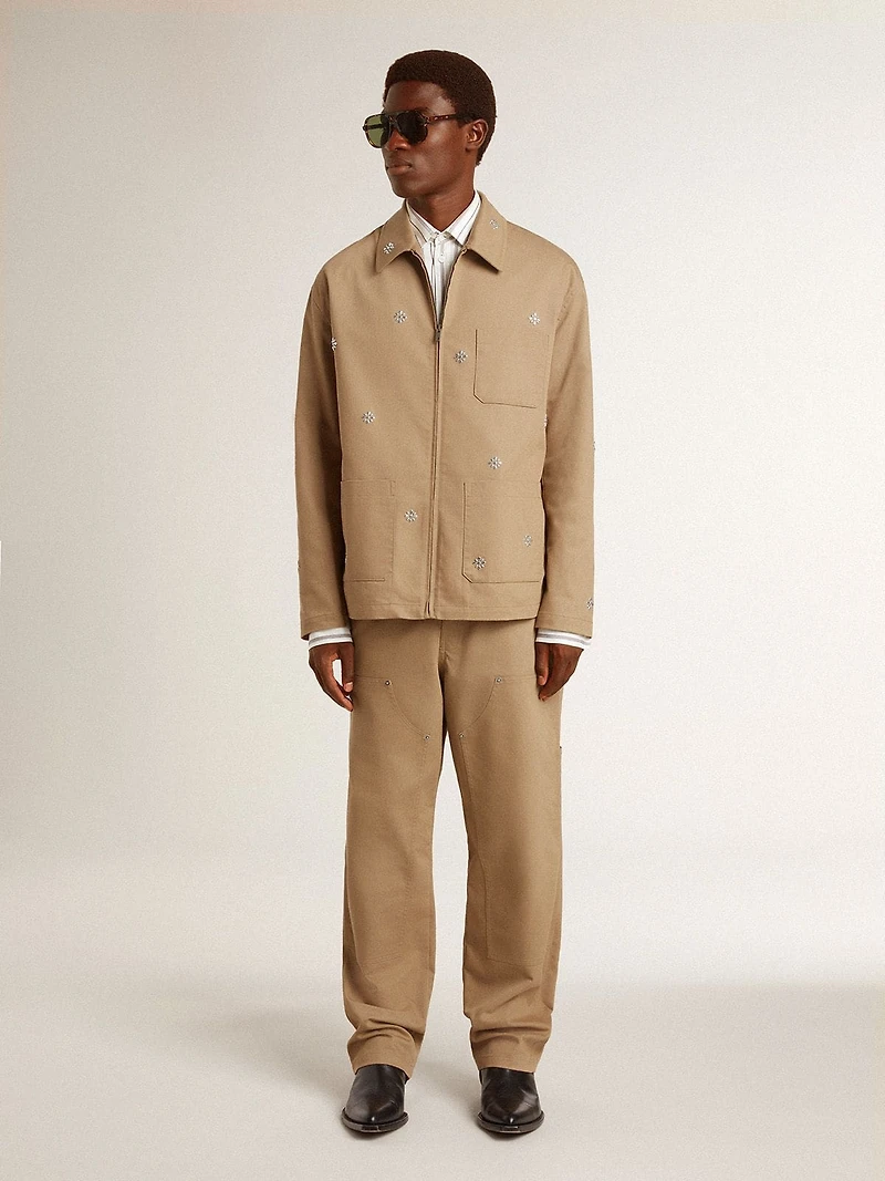 Men's beige pants with patches