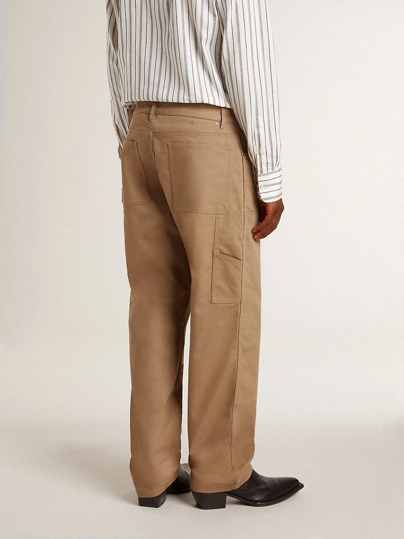 Men's beige pants with patches