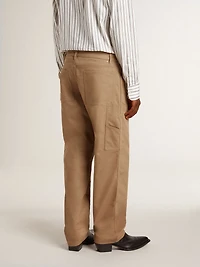 Men's beige pants with patches