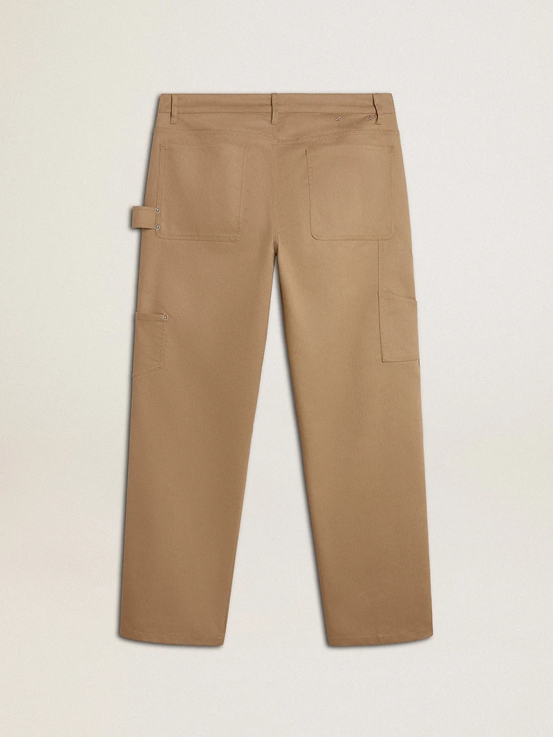 Men's beige pants with patches