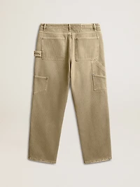 Men's distressed-effect cotton pants