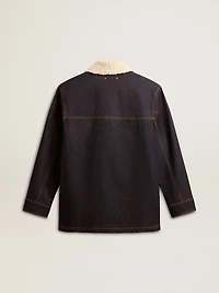 Men's denim pea coat jacket