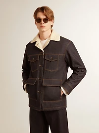 Men's denim pea coat jacket