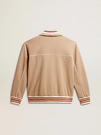 Men’s light beige zipped sweatshirt with white logo