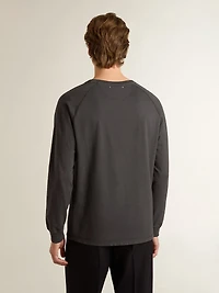 Men's T-shirt anthracite-colored cotton with print on the chest