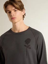 Men's T-shirt anthracite-colored cotton with print on the chest