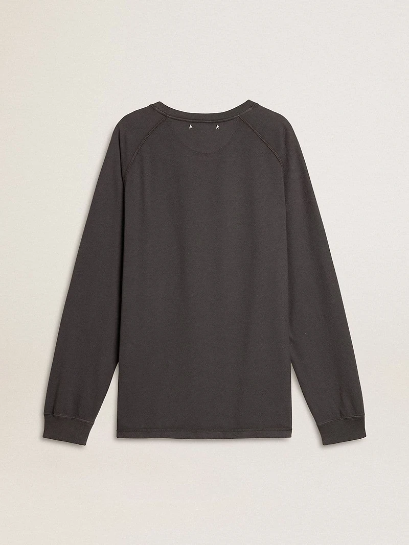 Men's T-shirt anthracite-colored cotton with print on the chest