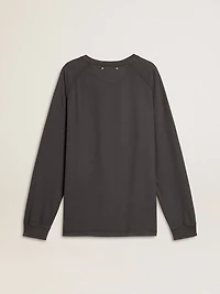 Men's T-shirt anthracite-colored cotton with print on the chest