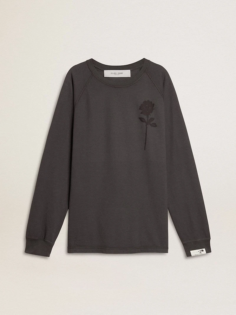 Men's T-shirt anthracite-colored cotton with print on the chest