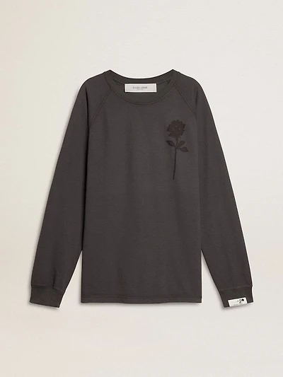 Men's T-shirt anthracite-colored cotton with print on the chest