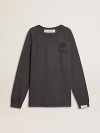 Men's T-shirt anthracite-colored cotton with print on the chest