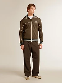 Men’s military green zipped sweatshirt with white logo