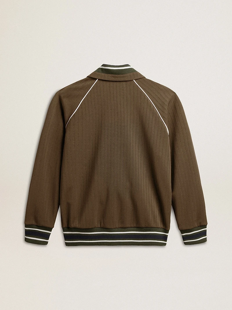 Men’s military green zipped sweatshirt with white logo
