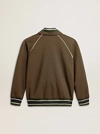 Men’s military green zipped sweatshirt with white logo