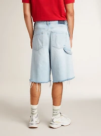 Men's denim Bermuda shorts with lived-in effect