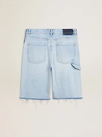 Men's denim Bermuda shorts with lived-in effect