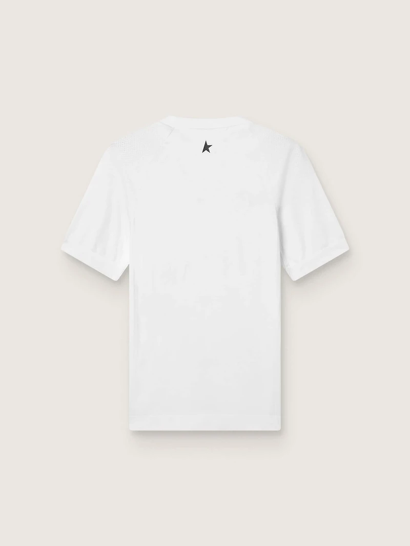 Men's slim-fit white sports T-shirt