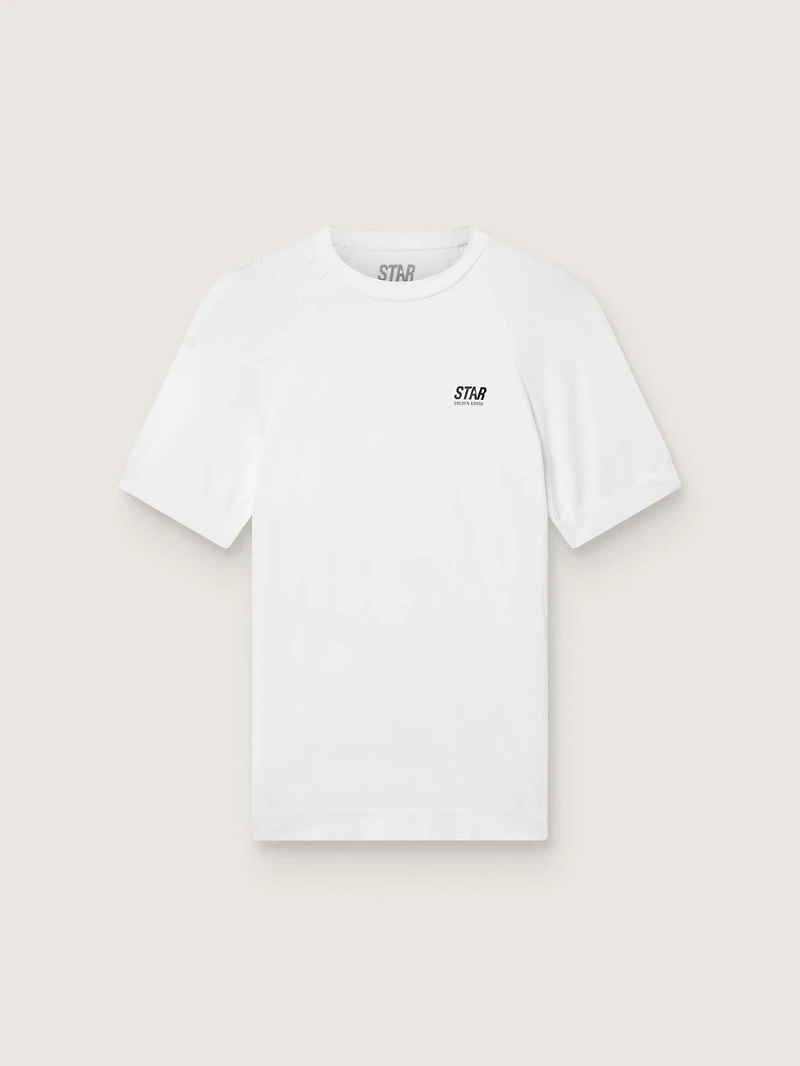 Men's slim-fit white sports T-shirt