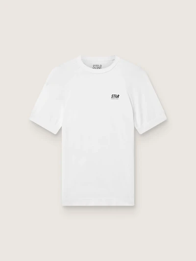 Men's slim-fit white sports T-shirt