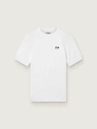 Men's slim-fit white sports T-shirt