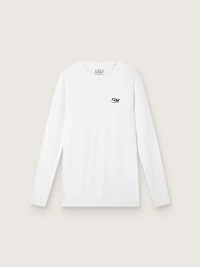 Men's white long-sleeve sports top