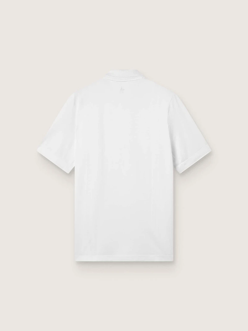 Men's white sports zipped polo shirt