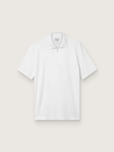 Men's white sports zipped polo shirt