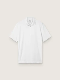 Men's white sports zipped polo shirt