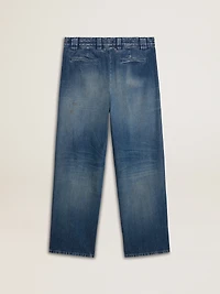 Men's denim chinos with distressed details