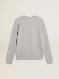 Men’s gray round neck sweatshirt with contrast stitching