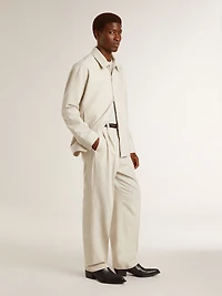 Men's khaki wool blend coach jacket