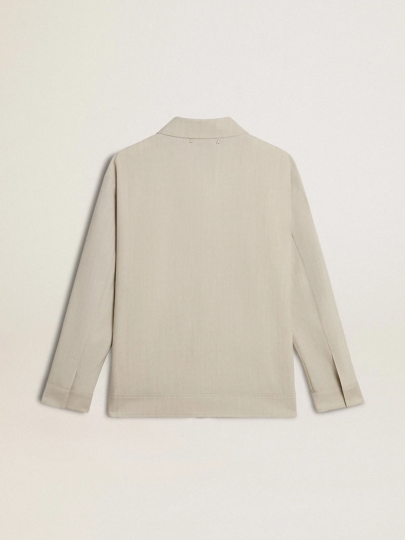Men's khaki wool blend coach jacket