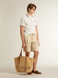 Men's Bermuda shorts beige denim with a lived-in look finish