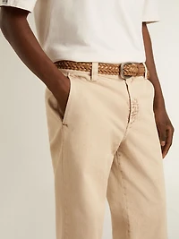 Men's beige chinos with a lived-in look finish