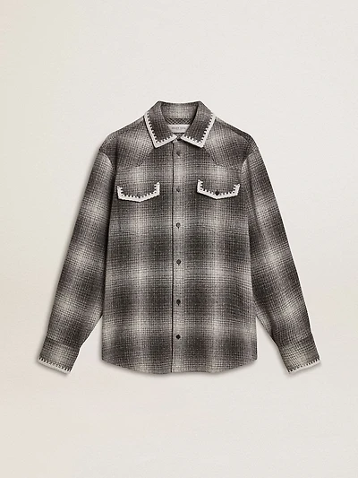 Men's gray shirt with white embroidery