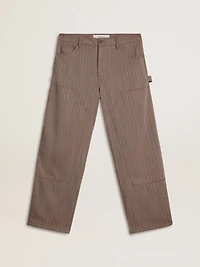 Men’s wool blend pants light brown micro chevron