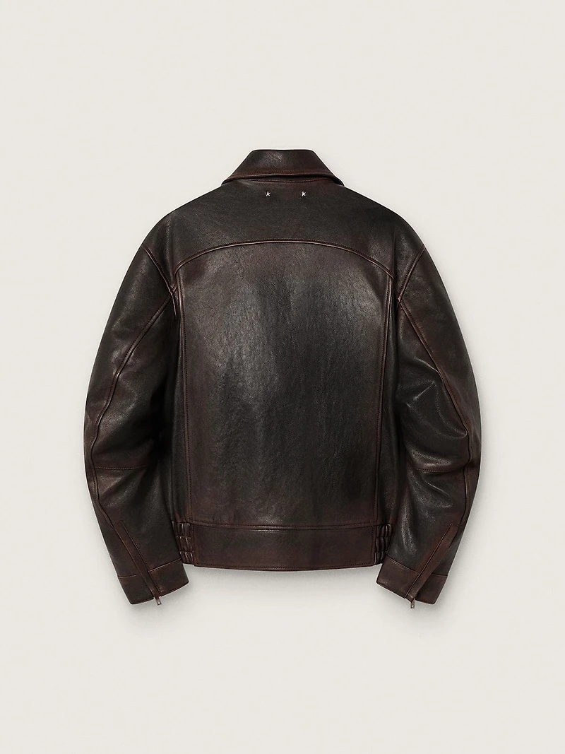 Men’s bomber jacket burgundy nappa leather