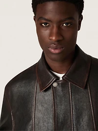 Men’s bomber jacket burgundy nappa leather