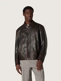 Men’s bomber jacket burgundy nappa leather
