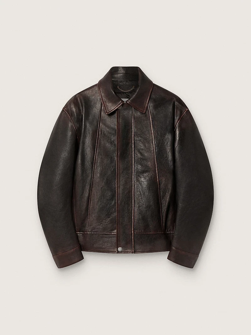 Men’s bomber jacket burgundy nappa leather