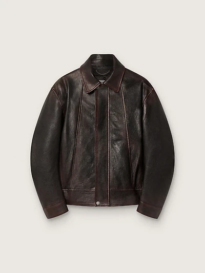 Men’s bomber jacket burgundy nappa leather