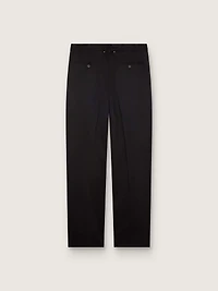 Men's pants black cool wool with satin side stripe