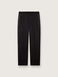 Men's pants black cool wool with satin side stripe