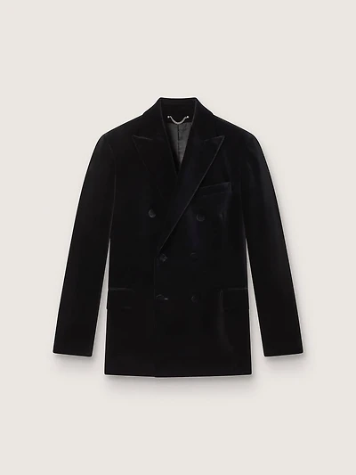 Men’s double-breasted blazer black velvet with satin lapels