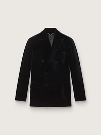 Men’s double-breasted blazer black velvet with satin lapels