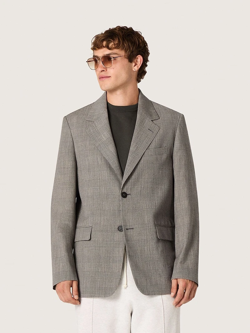 Men's jacket gray Prince of Wales check wool