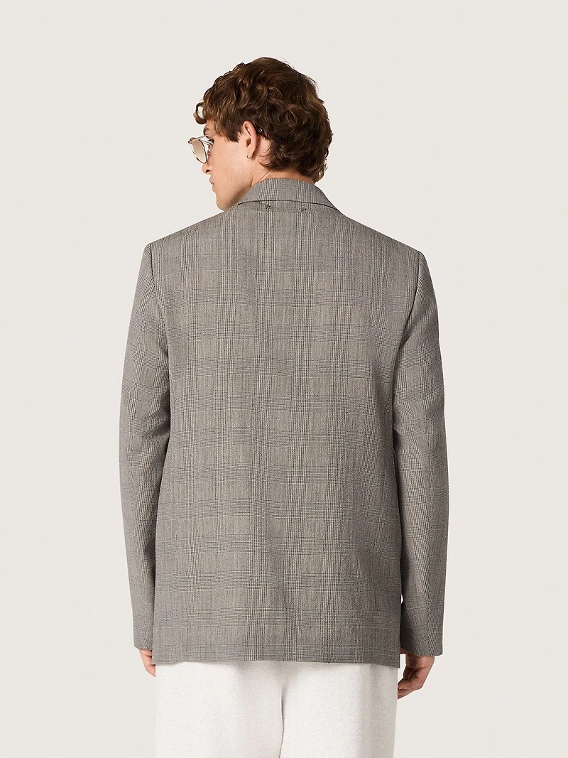Men's jacket gray Prince of Wales check wool