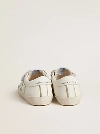 Teen Old School in white leather with gold details